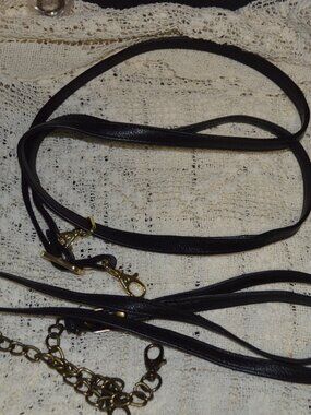 New Bundle 2 Long Black Leather Straps For Anuschka Bags